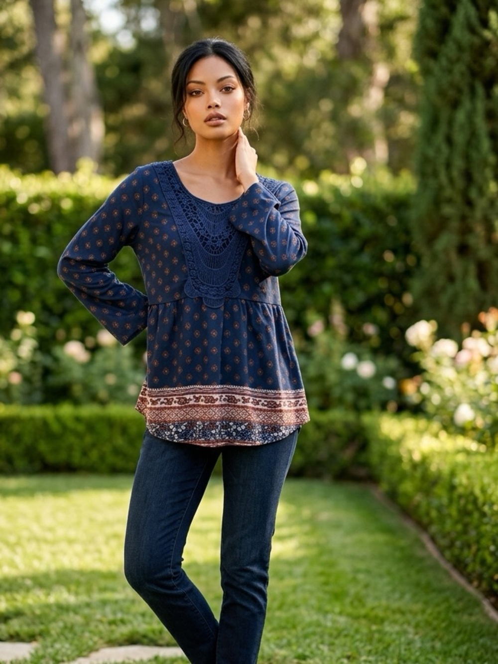 NWT Suzanne Betro Bohemian style top Sz 1X